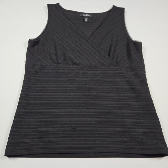 White House Black Market Minimalist Black Surplice Sleeveless‎ Top Women’s XL - Picture 11 of 14